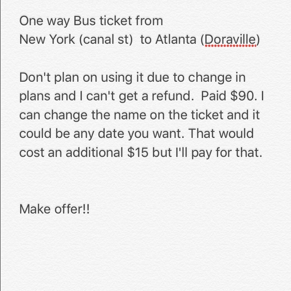 Bus ticket from/to between Atlanta  and New York - Picture 1 of 1