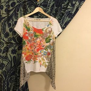 Anthropologie - Little Yellow Button Floral Tee