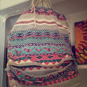Roxy PacSun printed canvas backpack w/ drawstring