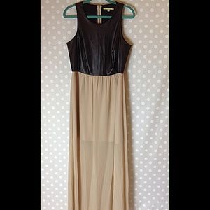 Gianni Bini Leatherette/Chiffon Maxi Dress