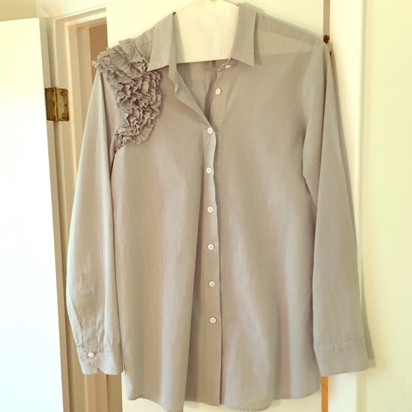 Sibel Saral gray blouse with ruching detail - Picture 1 of 3