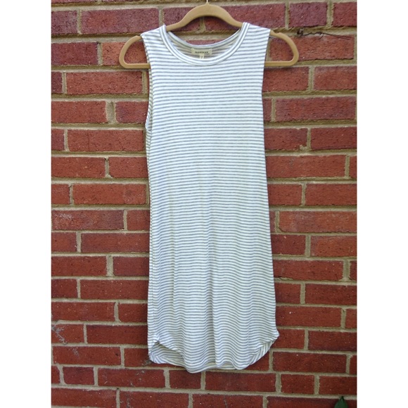 Monteau Gray and White Striped Dress