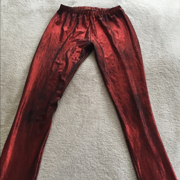 Metallic Red Leggings