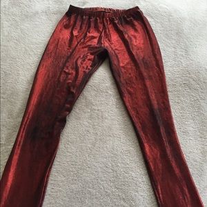 Metallic Red Leggings