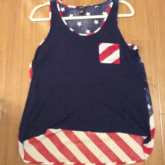 Red white and blue muscle tee