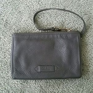 Cole Haan Leather Wristlet Grey with Clasp