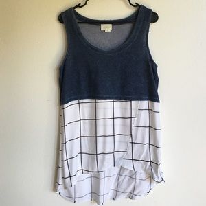 Anthropologie Tiered Gridwork Tank