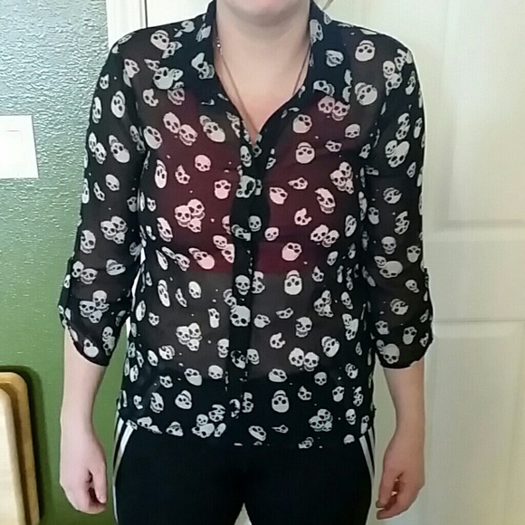 sheer skull blouse