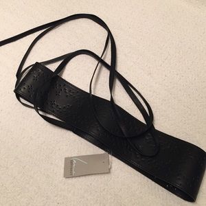 SALE! Adjustable black perforated leather belt