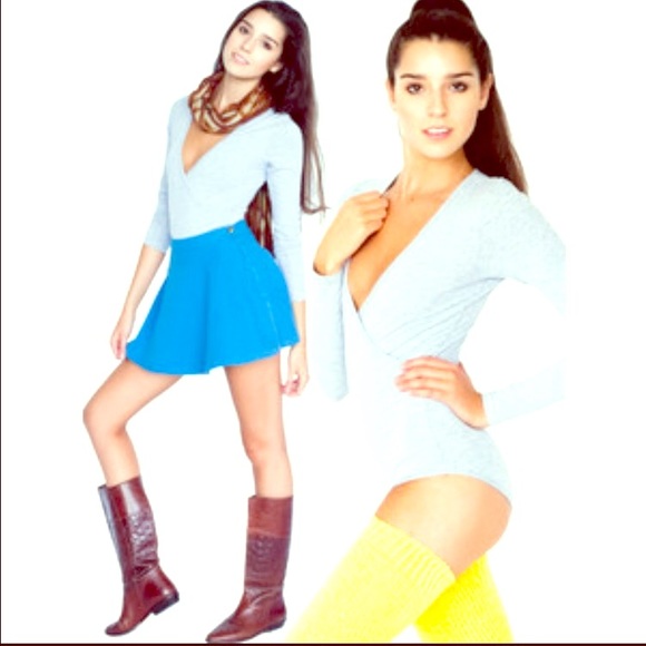American Apparel Cross V Blue Bodysuit