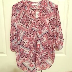 Lush Pink-Paisley flowy Blouse Size XS