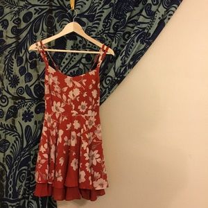 Kimchi Blue - Burnt Orange Floral Mini Dress