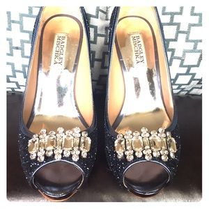 Navy Glitter Badgley Mischka Pumps