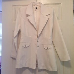 R Company Top-Quality Long, White Blazer