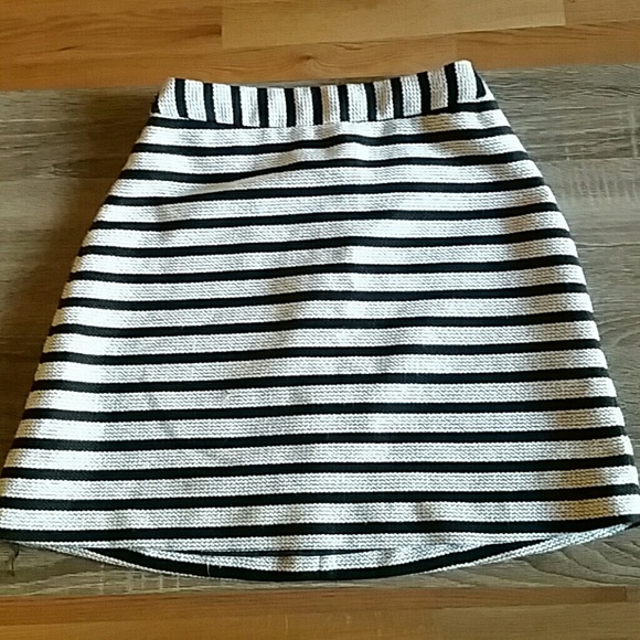 Black & White Striped A Line Skirt