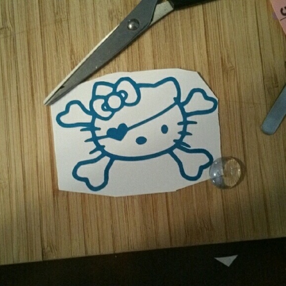 4inch Pirate Kitty Teal Green Vinyl Decal