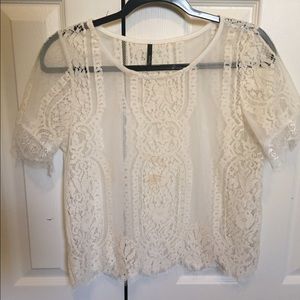 Sheer Lace accent crop top