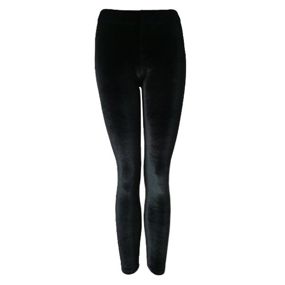Black velvet high rise leggings