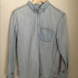 light Jean denim button down shirt
