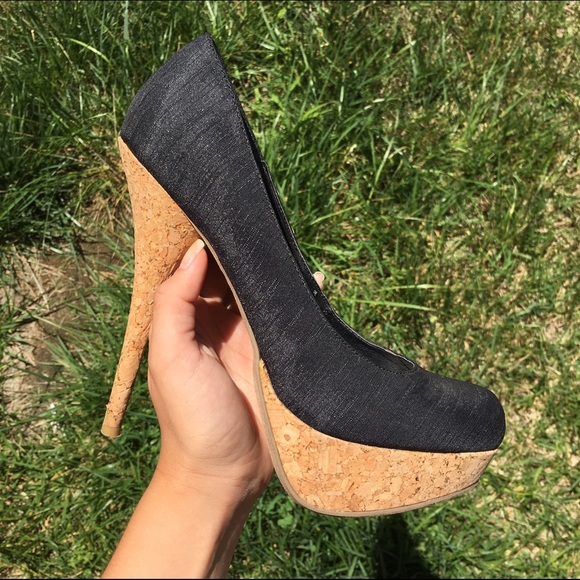 Black & Bamboo Bottom Heels - Picture 2 of 4