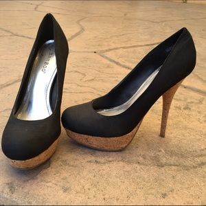 Black & Bamboo Bottom Heels