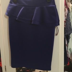 Blue pencil skirt w/ ruffles