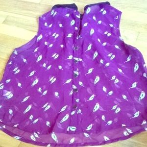 Purple bird collared shirt  **SOLD IN BUNDLE**