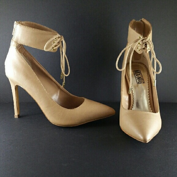 Mix No 6 nude ankle stiletto heel pumps sz 6