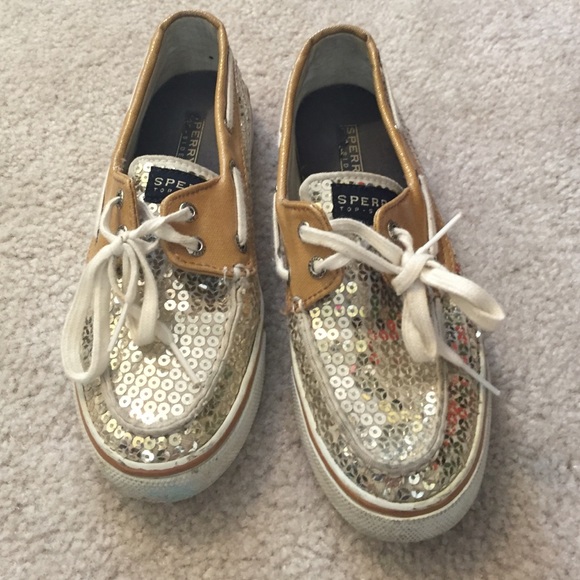 Gold sparkles sperry