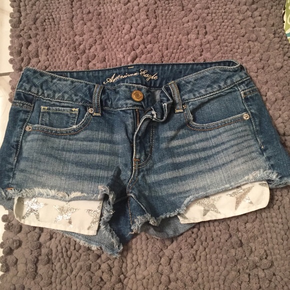 Size 2 AE shorties with glitter star pockets