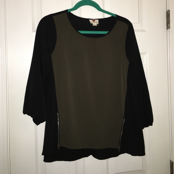 Green and Black Blouse