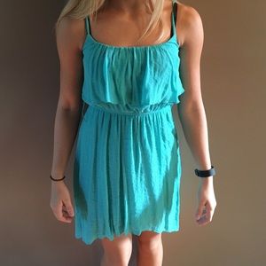 Small blue high-low dress