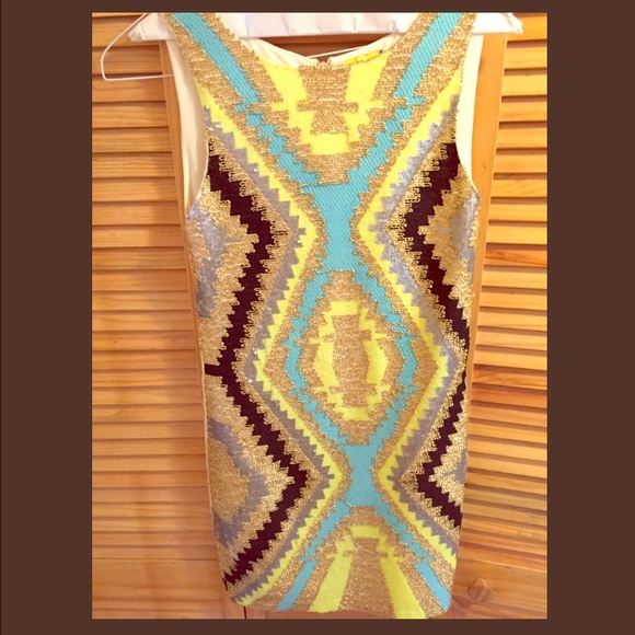 Neon and gold beaded tribal dress!