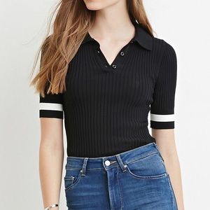 Ribbed Knit Polo Forever 21 Size M