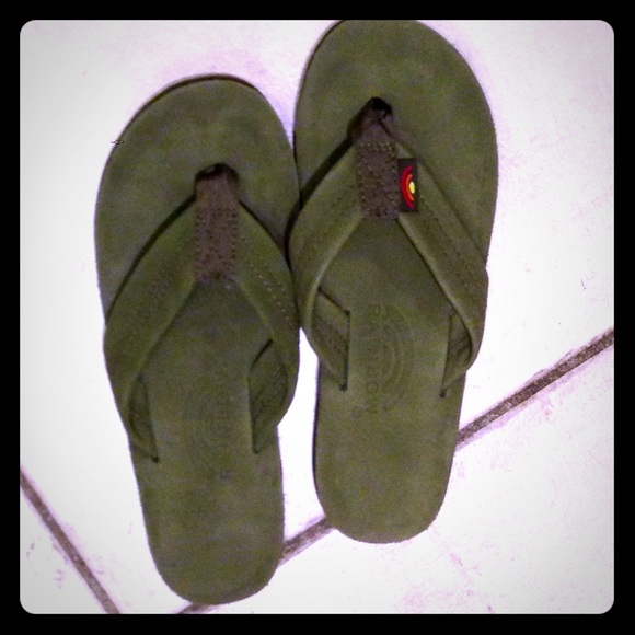 Green Rainbow flip flops