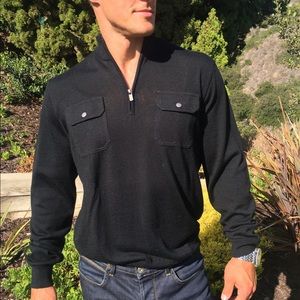 Black mock neck Michael Kors sweatshirt.