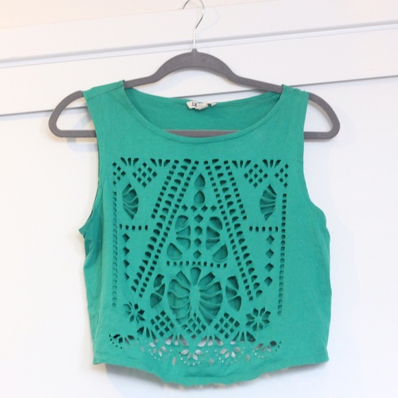 Cut out green crop top
