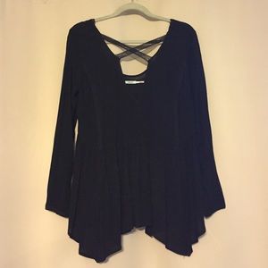 Long sleeve cross front top