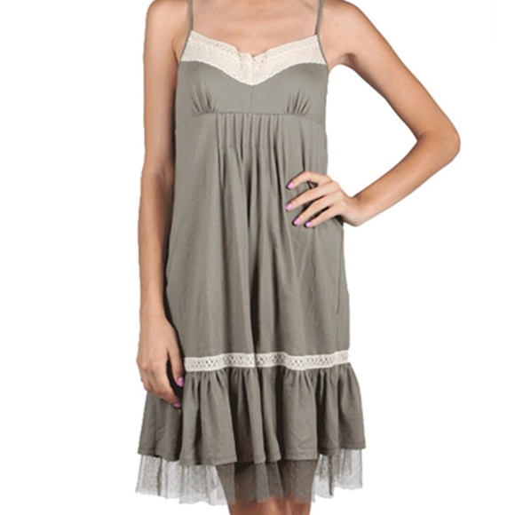 NWT Ryu Feminine Slip Dress Lace Trim Size M