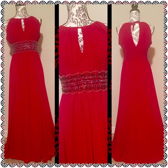 Red Special Occassion,Beaded, Full-length Dress
