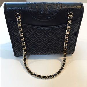 Tory Burch Fleming Medium Bag - Black Patent