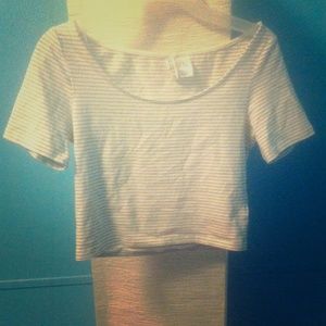 Crop top with grey and white stripes