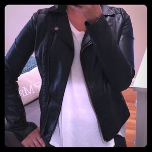 Black Moto Synthetic Leather Jacket