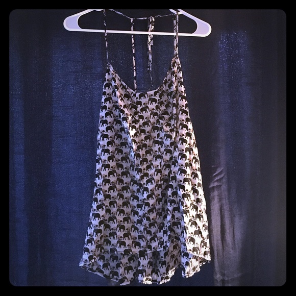 BCBG elephant print open back tank top.
