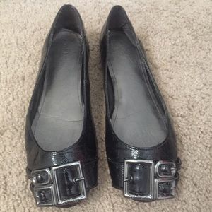 Calvin Klein black leather flats