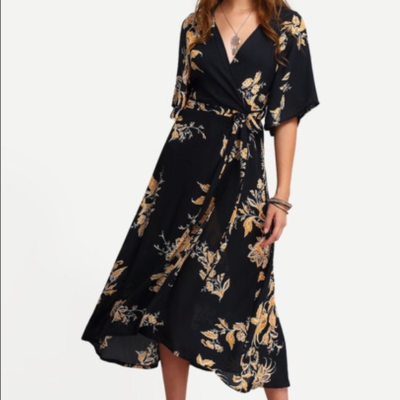 V neck floral wrap dress - never worn!