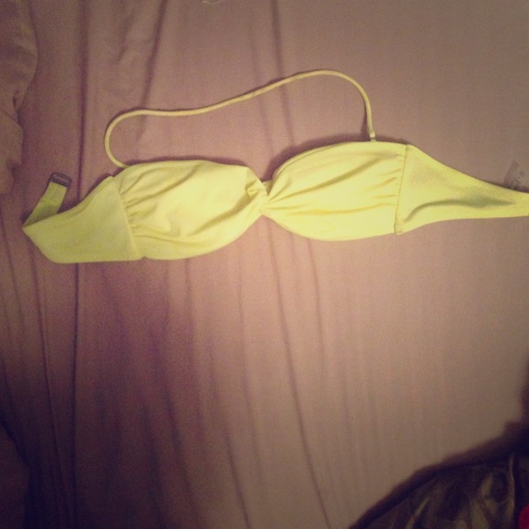 Highlighter yellow bandeau bathing suit