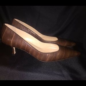 Manolo Blahnik Twixpla Low Heel Eelskin Pump