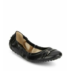 Tod's Black Leather Ballerina Flats