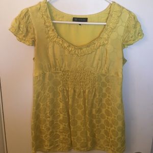 Yellow polka dot silk shirt